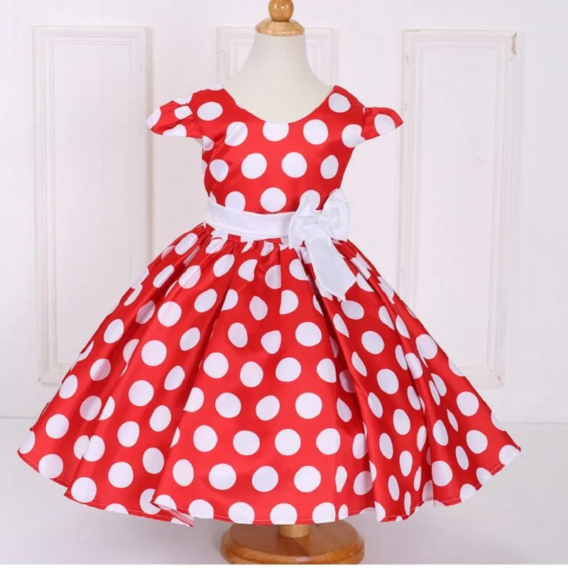 

2023 Summer Kids Frocks Classic Vintage Dress girls Children polka dot Baby Birthday Wedding Party dress For 1 2 4 5 6 7 8 Years