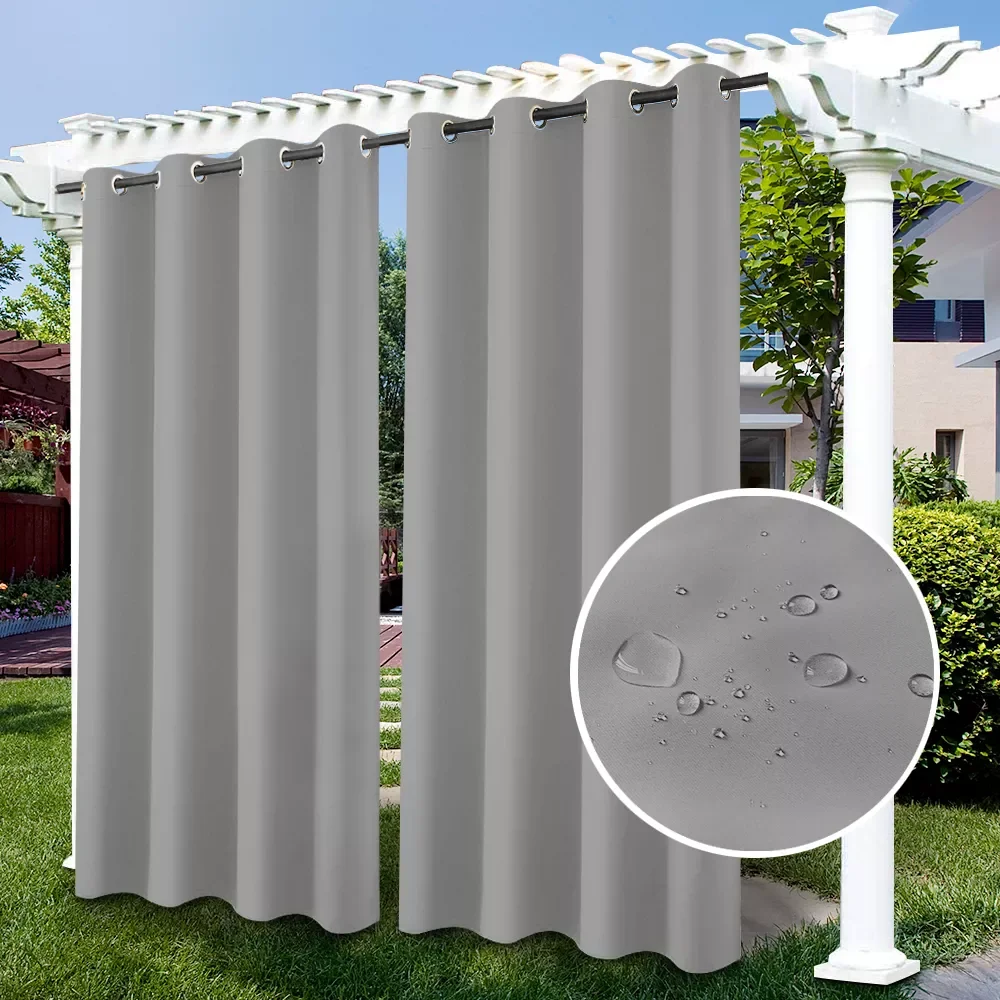 

Outdoor Waterproof Patio Curtains Indoor Blackout Curtain for Living Room Bedroom Pavilion Terrace Garden Porch