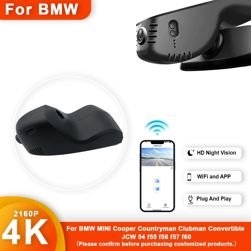 

For BMW MINI Cooper Countryman Clubman Convertible JCW 54 F56 F55 F54 F57 F6 4K Dash Cam for Car Camera Recorder Dashcam Car DVR