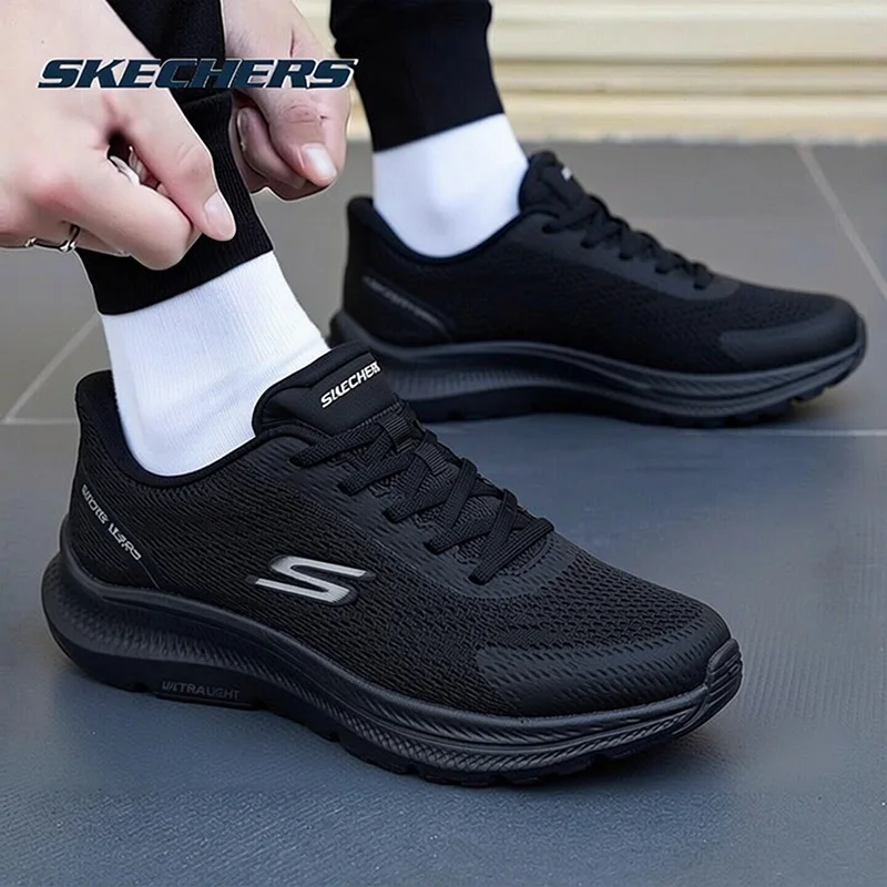 Фото Мужские кроссовки Skechers Slip Ins 220880WW-BLK, легкие спортивные кроссовки с дышащей сеткой №4