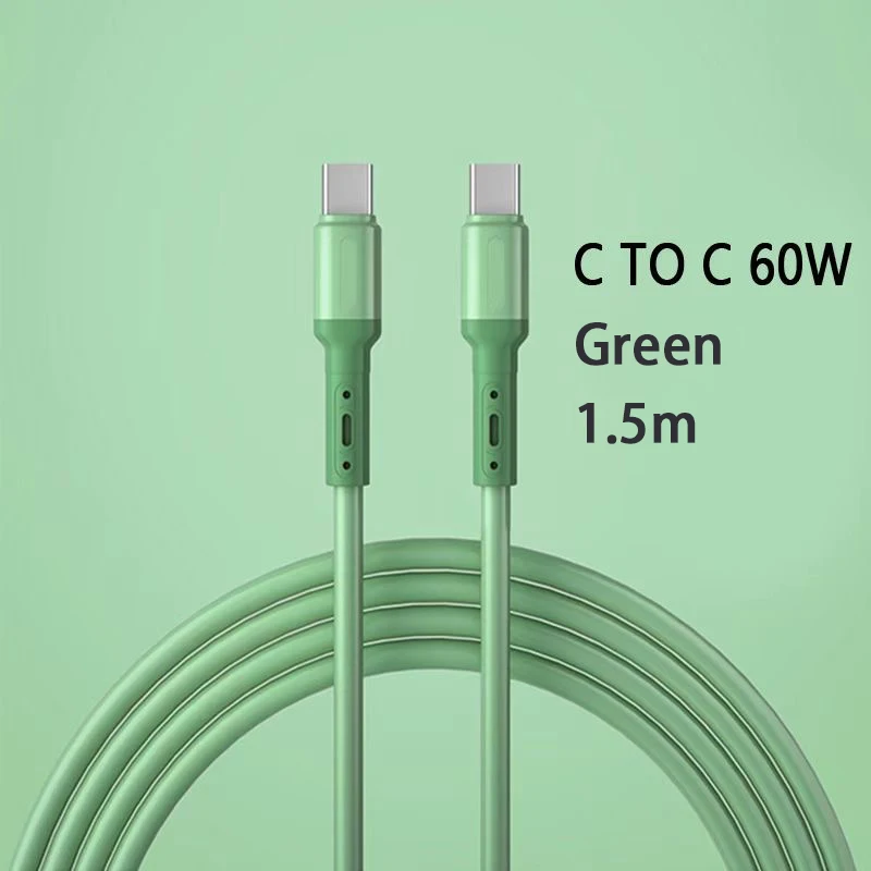 

PD 60W Fast Charging USB C To Type C Cable USB C Liquid Soft Silicone Data Cord For Huawei Xiaomi 1.5 Mobile Phone USB C Wire