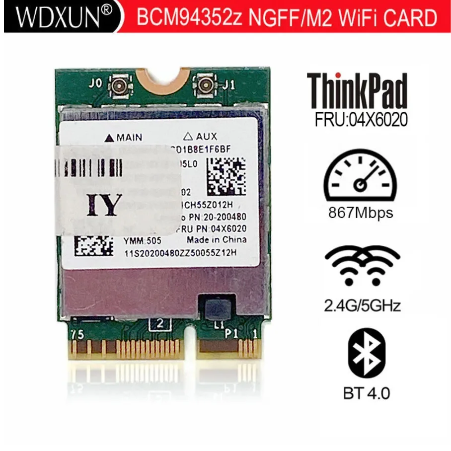Новая беспроводная сетевая карта Broadcom WIFI AC BCM94352Z 04X6020 M.2 NGFF 802.11AC 867 Мбит/с Bluetooth wifi BT4.0 BCM94352