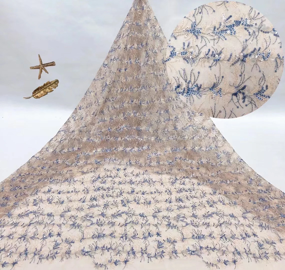 Популярное Африканское бежевое Сетчатое кружево с вышивкой и красивым узором из