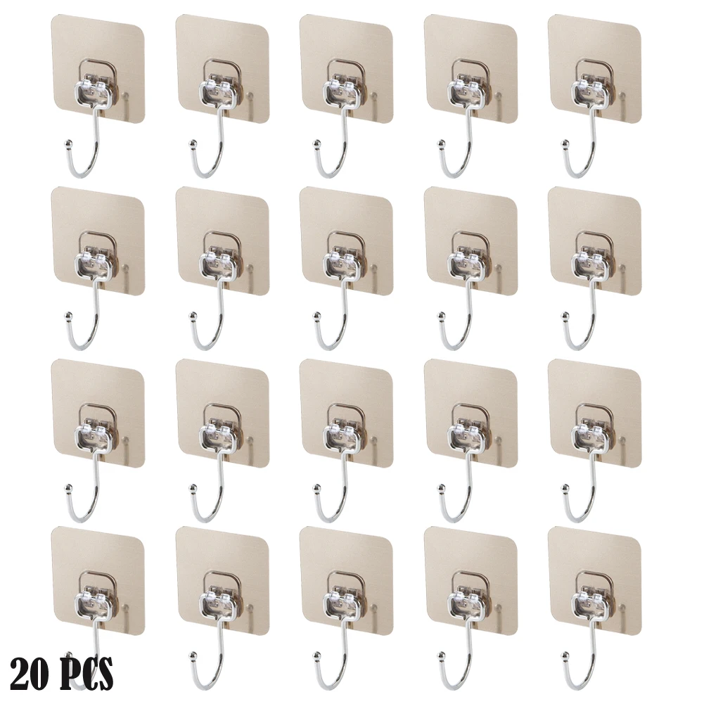 

5/10/20pcs Hook Up Transparent Hook Strong Seamless Stickers Wall Hook Kitchen Accessories Storage Rack Waterproof Hanger