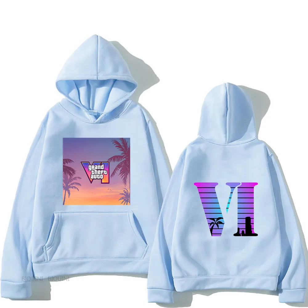 Grand Theft Auto VI Rockstar Games Graphic Hoodies Cartoon Print Casual Sweatshirt Funko Pop Fashion Clothing Moletom Pullovers