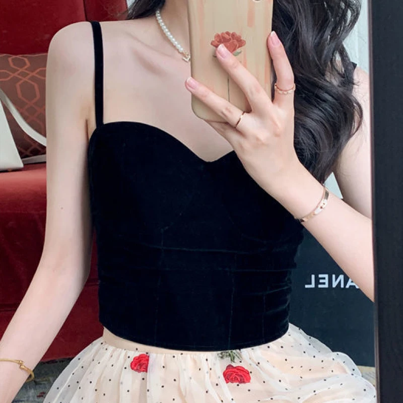 

Бархатные подтяжки, новинка осень-зима 2023, облегающий короткий жилет с подкладкой для груди