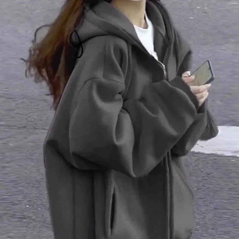 Осень-зима 2024 новый стиль толстовка с капюшоном женская повседневная свободная