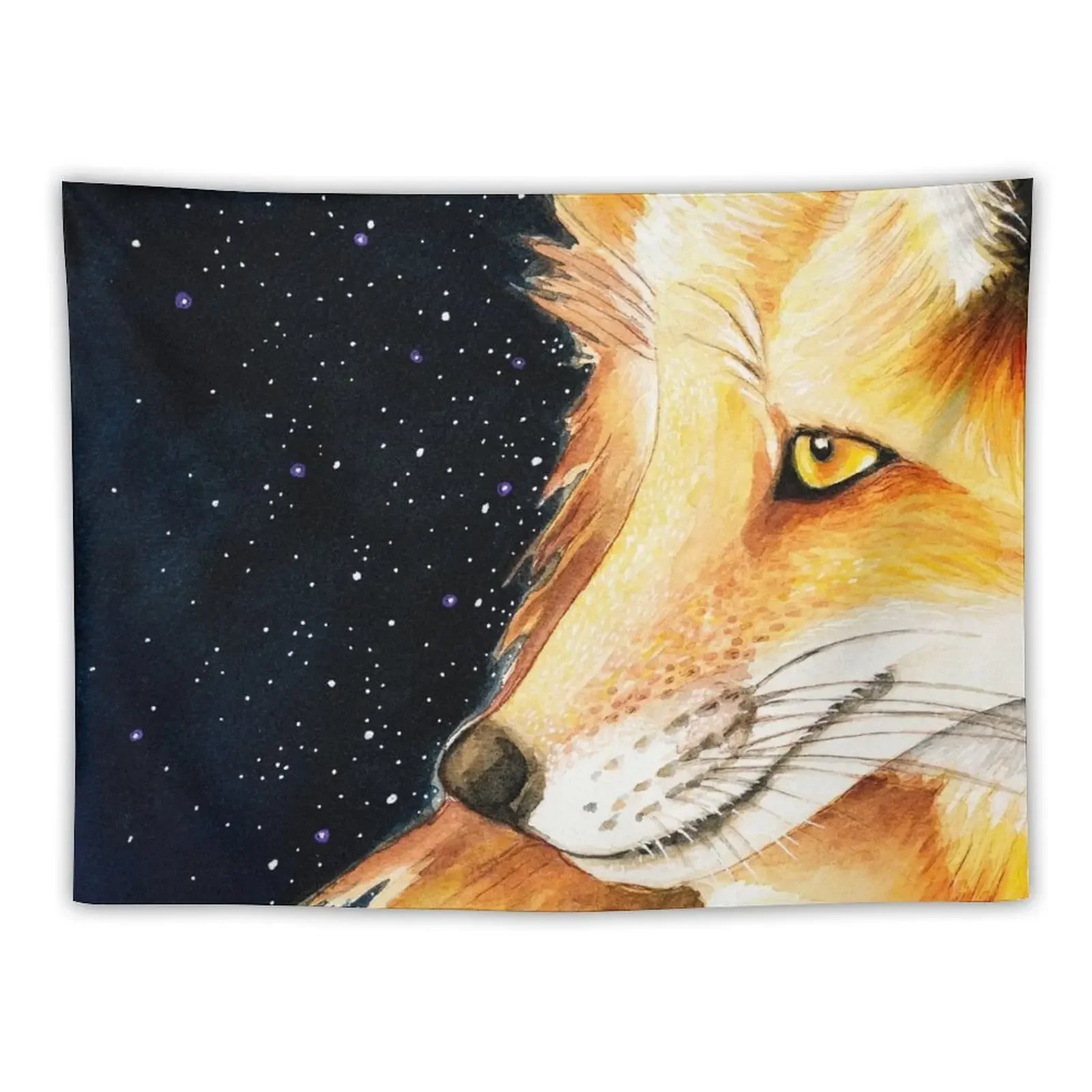 Красная Лиса галактика акварельный гобелен Декор для спальни художественная