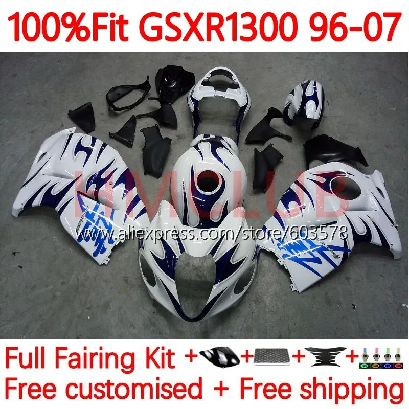 

Injection For SUZUKI Hayabusa GSXR-1300 GSXR 1300 CC GSXR1300 96 97 98 99 00 01 02 03 04 05 06 07 blue flames Fairing 104No.122