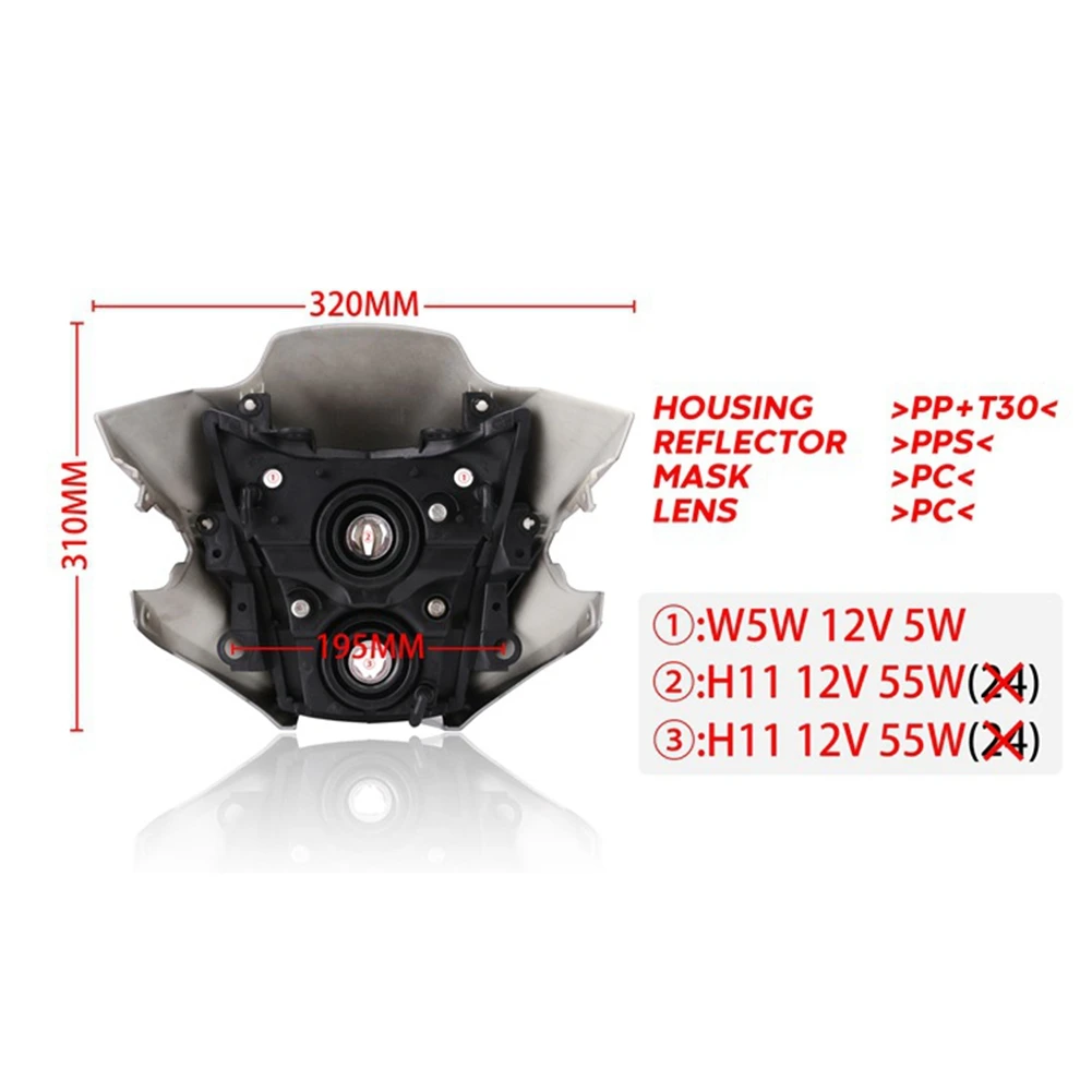 Передняя светодиодная фара в сборе для мотоцикла Kawasaki ER6N ER 6N 2012-2016