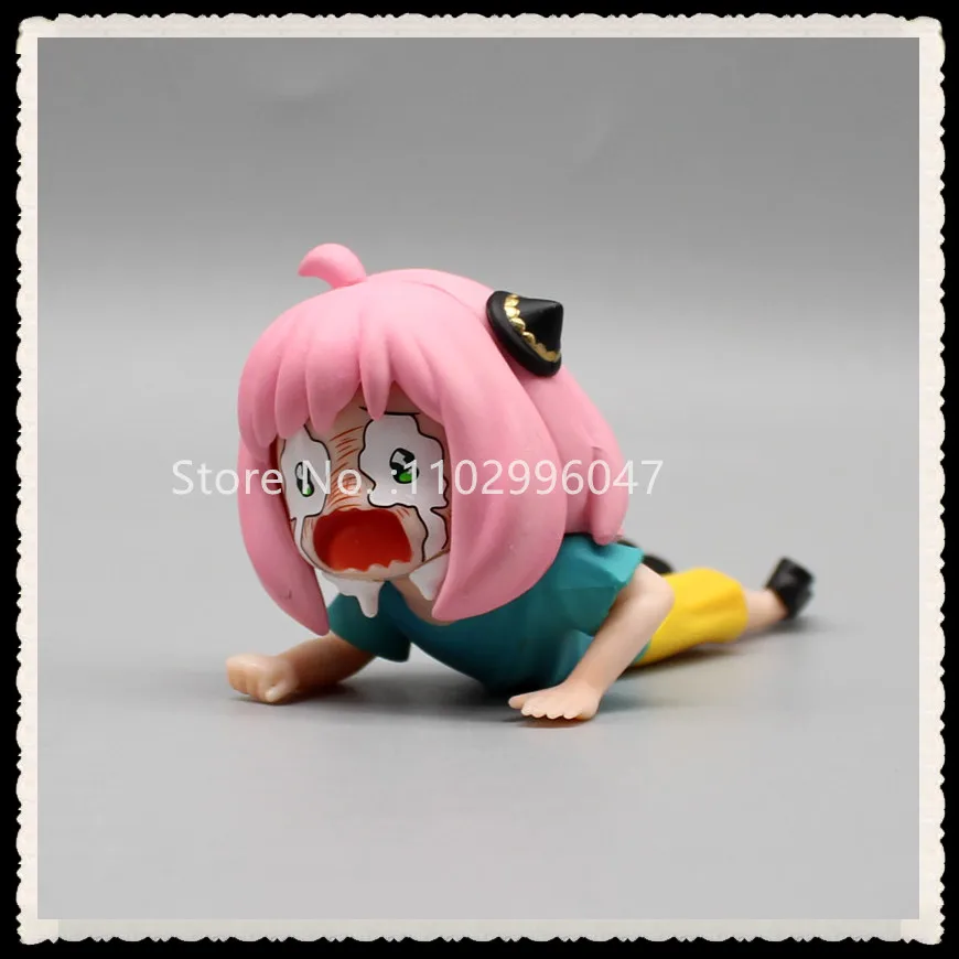 

6cm Pvc Spy Over The House Gk Lying Posture Crying Ania Doll Cute Anime Secondary Model Chassis Car Collectible Ornaments