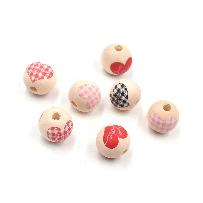 

20pcs/lot Wooden Beads, Painted Wood Round Loose Spacer Bead for DIY Crafts Jewelry Making Christmas Party Farmhouse Decoration
