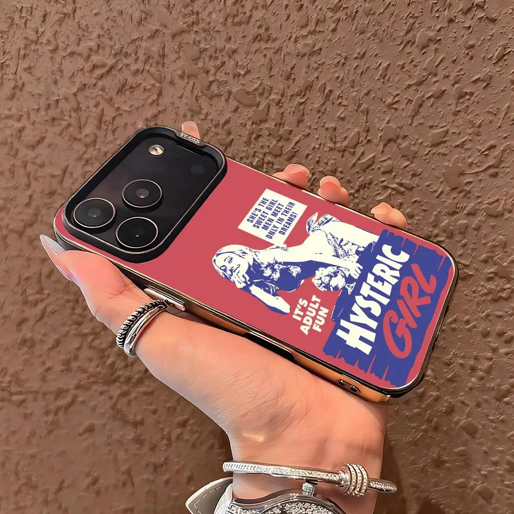 Фото Чехол для телефона Hysteric Glamour, серебристый корпус, для iPhone 18, 17, 16, 15, 14, 13, 12, 11 Pro Max Plus №2
