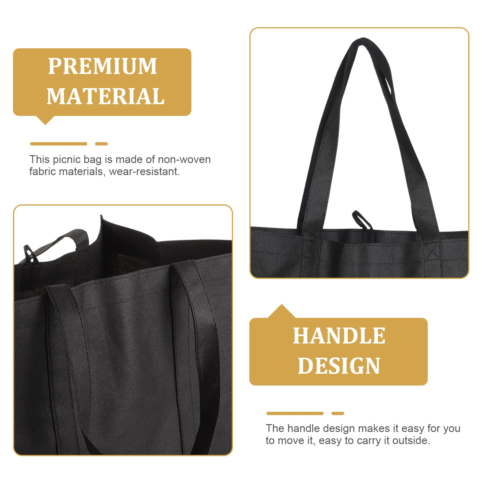 Non-woven Bags Bento Carrier Shopping Store Picnic Food Decorative Handheld Lunch Portable Camping