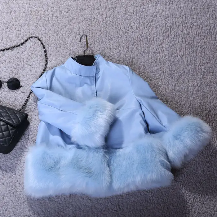 2023 Women's Winter Jacket Faux Fur High Quality New Korean Fashion PU Leather Short Coat Seven-point Sleeve Fox Fur Jackets