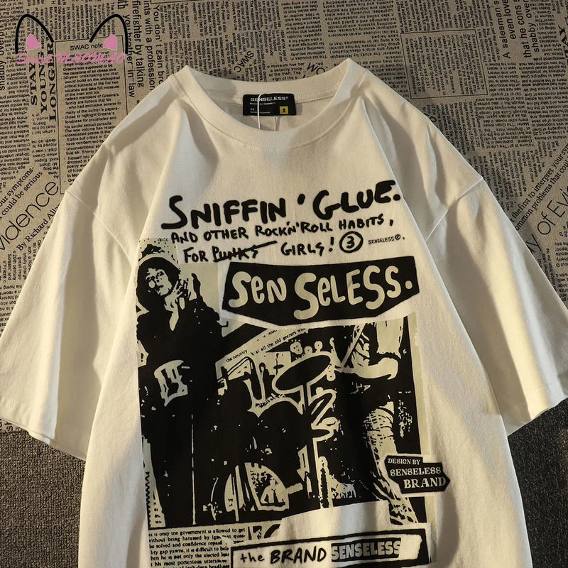 

Oversized T Shirt Women Vintage Streetwear Tops Character Print Short Sleeve Aesthetic Tee Shirt Womens Tshirt Summer Clothing