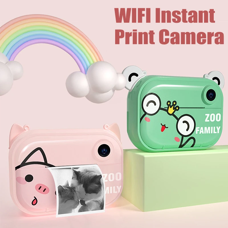 Children Cartoon WIFI Instant Print Camera Digital Camcorder For Kids Fun Video Recorder DIY Photos Birthday Gift For Girls Boys