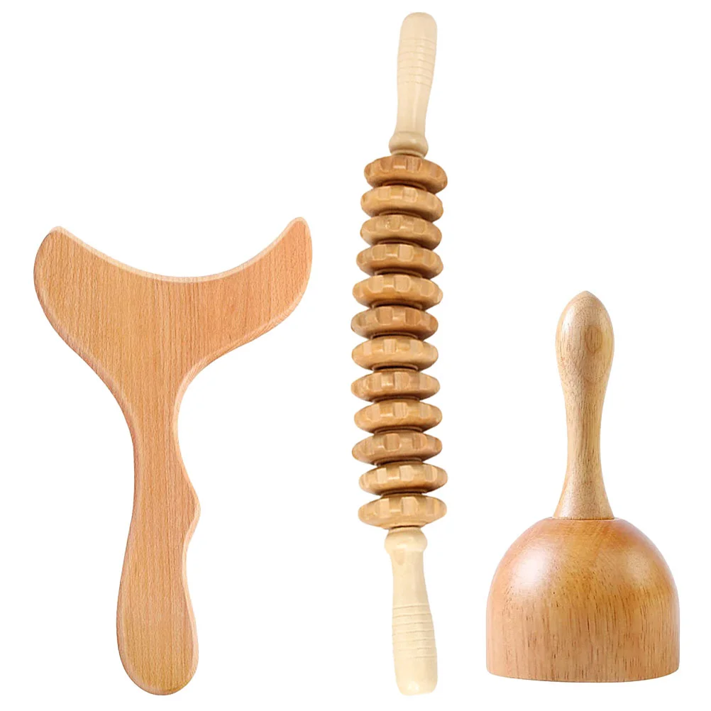 

Massage Stick Wooden Roller Reusable Tool Scraper Manual Neck Massager Back Head Home Travel