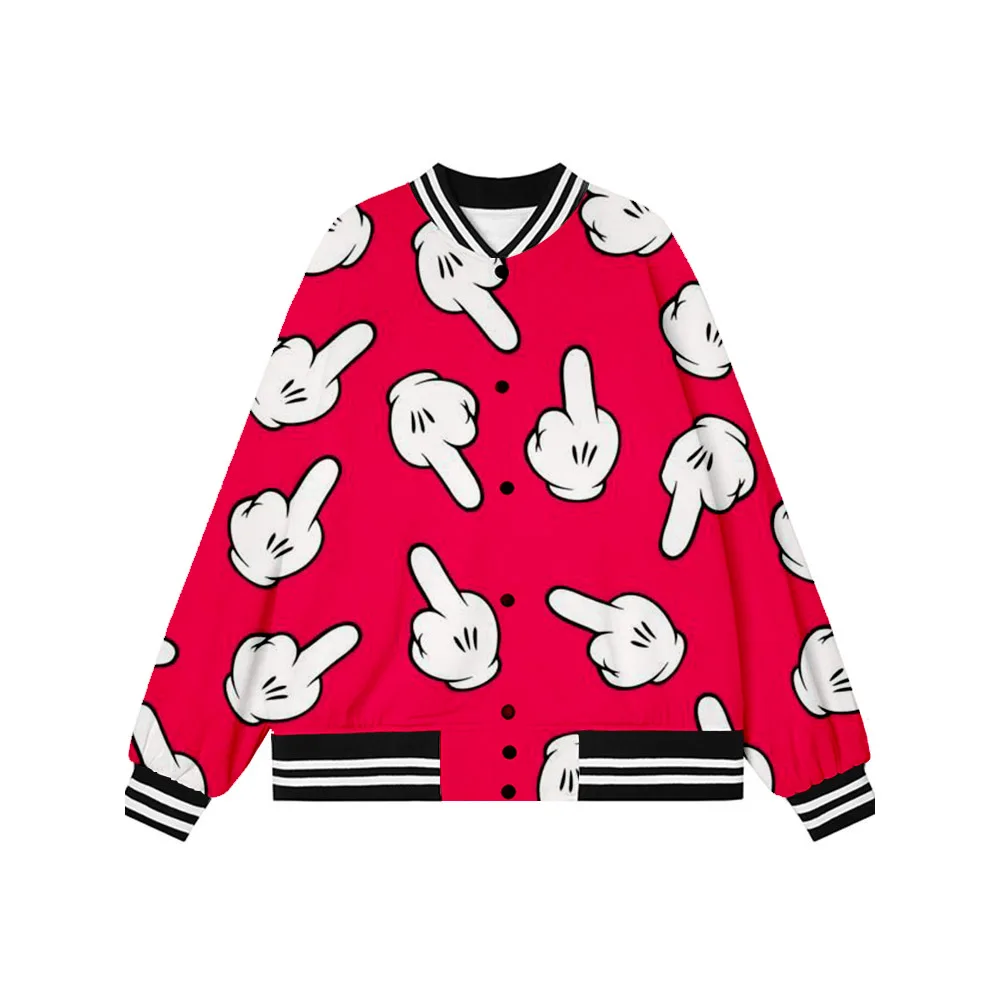 

Новинка 2022, американская ретро-куртка Disney с Микки, женская уличная бейсбольная форма, Повседневная Свободная куртка Y2K для пар