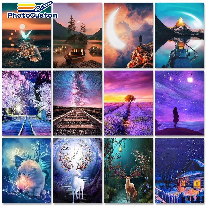 

PhotoCustom 60x75cm Painting by numbers Handpainted Picture Drawing Scenery DIY Coloring by numbers Artwork Home decor
