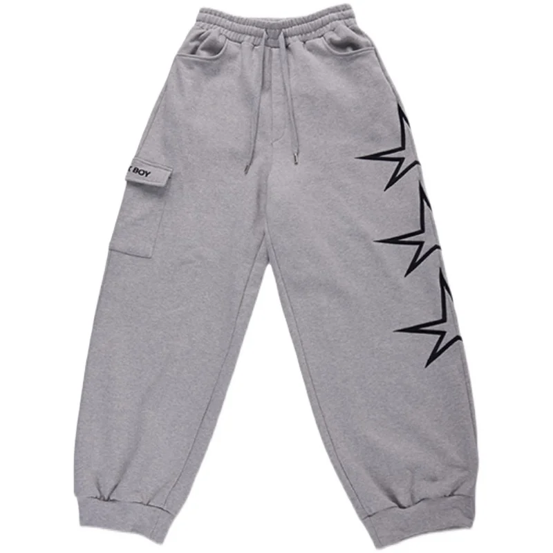

Женские Асимметричные спортивные штаны, серые хлопковые спортивные штаны в стиле хип-хоп со звездами, свободные Джоггеры для девушек, уличн...