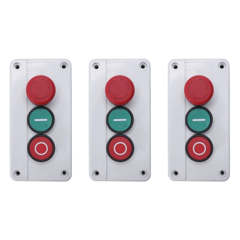 

3X NC Emergency Stop NO Red Green Momentary Push Button Switch Station 600V 10A