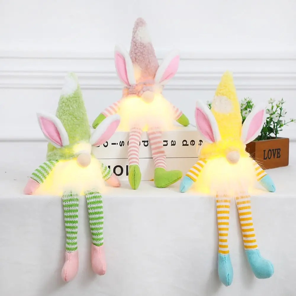 

Easter Rabbit Ear with Light Luminous Faceless Gnome Dwarf Doll DIY Happy Party Decoration 2023 Rabbit Year Gift Kids Rabbit Toy