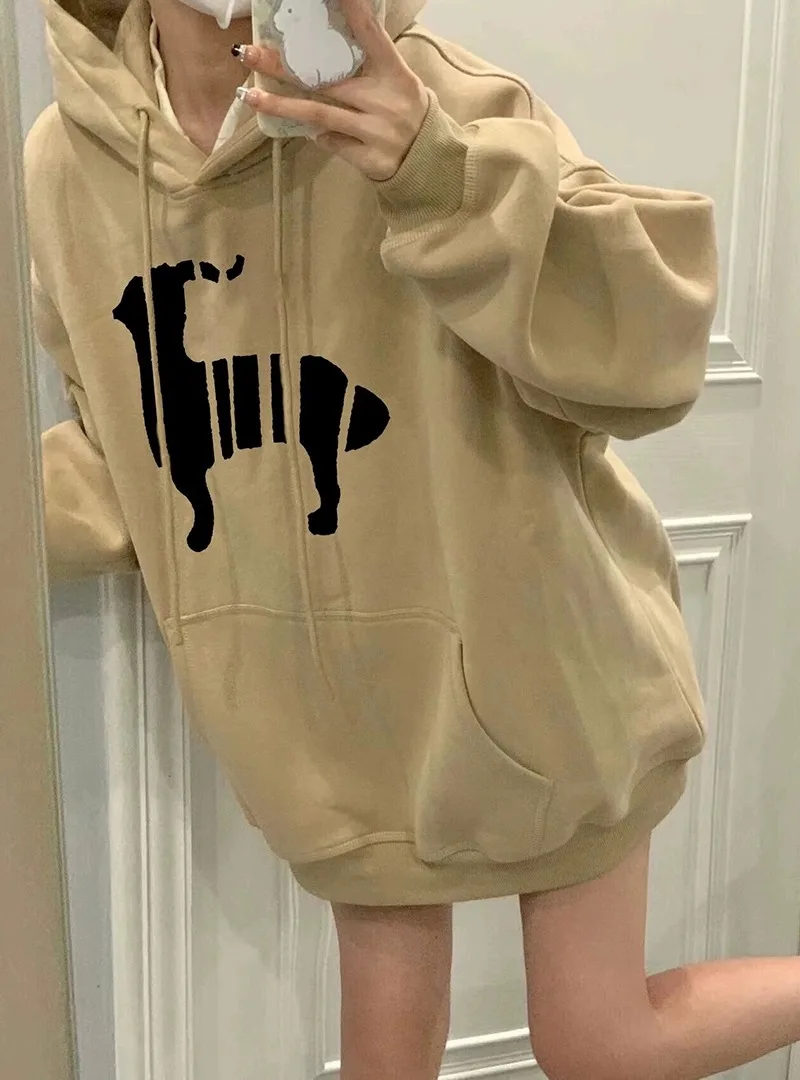 

Loose-fitting and Casual Hooed Sweatshirts Woman All-match Long Sleeve Pullovers American Vintage Streetwear Women Hoodies