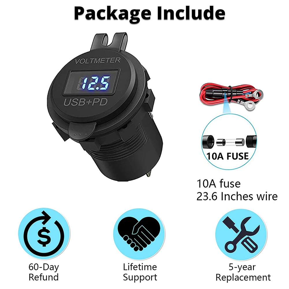 

Автомобильное зарядное устройство QC3.0 с двумя USB-портами, 12-24 В