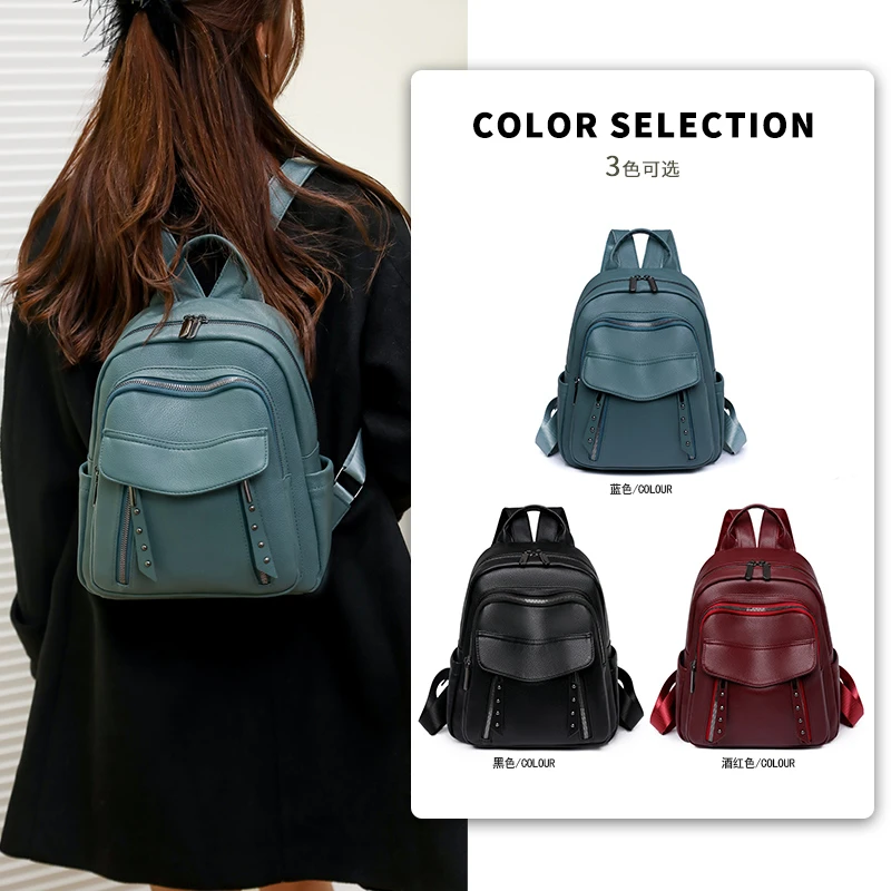

Fashion Women Bag High Quality Soft Leather Bookbag Large Capacity Anti Theft Travel Backpack Casual Lides Shoulder Bags Mochila