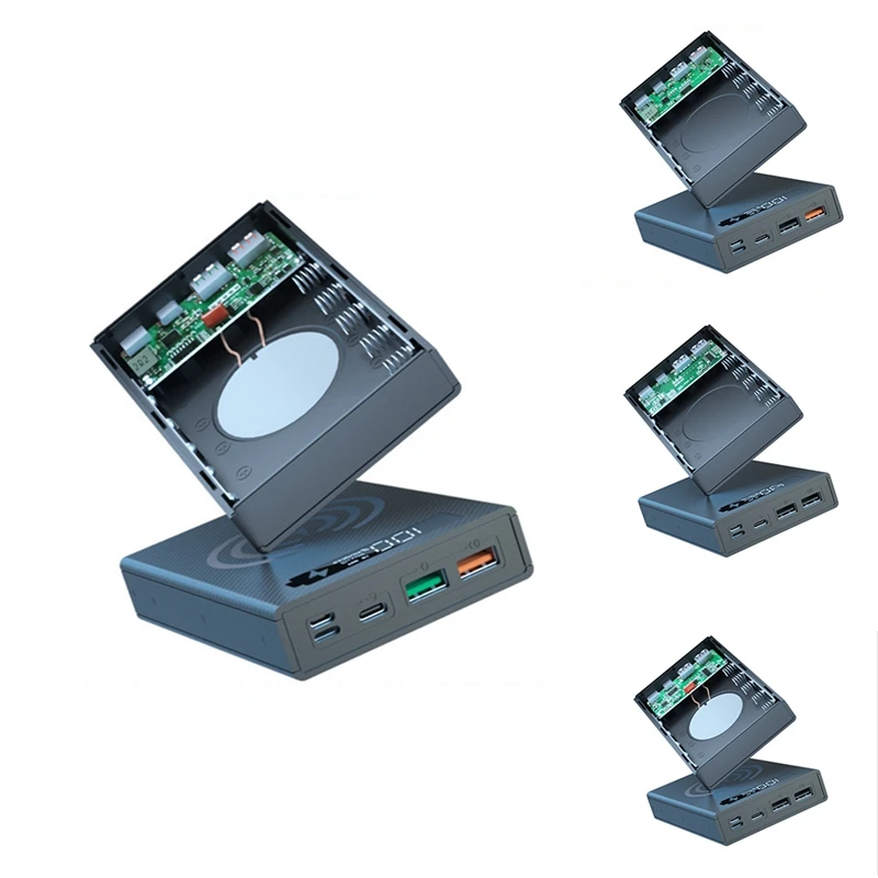 

DIY 5X18650 Power Bank Case Detachable Portable Battery Charge Storage Box Shell With LED Lighting Without Battery