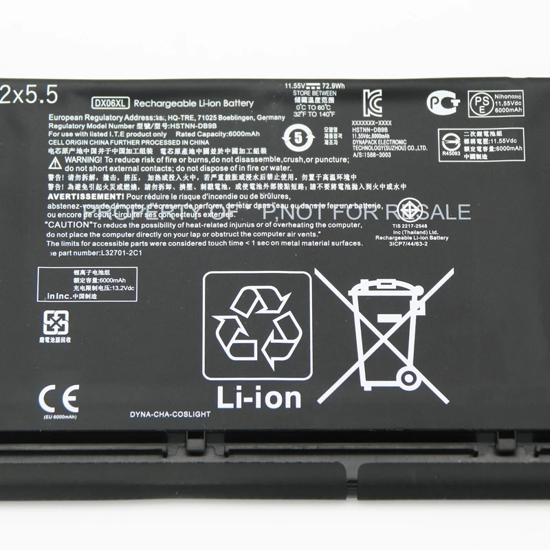 Аккумулятор DX06XL для HP Omen X 2S 15 DG0006NQ DG0544NA DG0003NC DG0005NN DG0794NZ DG0004NIA DG0008NW DG0019NI DG0074NB DG0922NZ