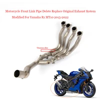 yzf r1 motorcycle titanium alloy front link pipe exhaust system delete replace original modified for yamaha r1mt10 2015 2022