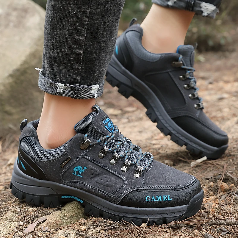 HIKEUP Outdoor Men Hiking Shoes Breathable Tactical Combat Army Boots Desert Training Sneakers Anti-Slip Trekking Sneakers