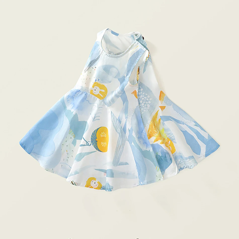 Милое и удобное летнее платье без рукавов для девочек модное повседневное