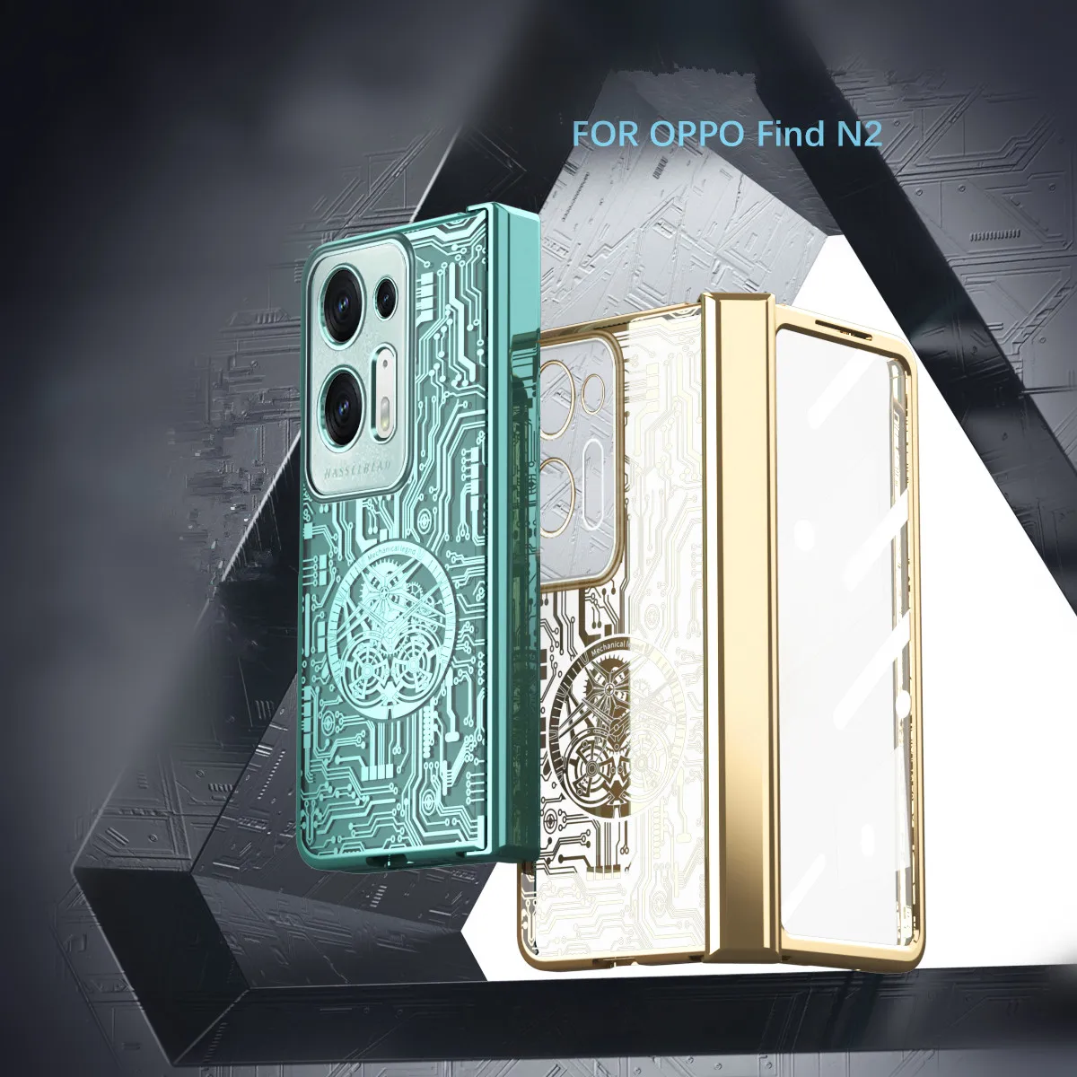 Transparent Glossy Plastic Case For OPPO Find N2 N Hinge Protection Mechanical Wireless Charge Hard Cover Glass Protector Film