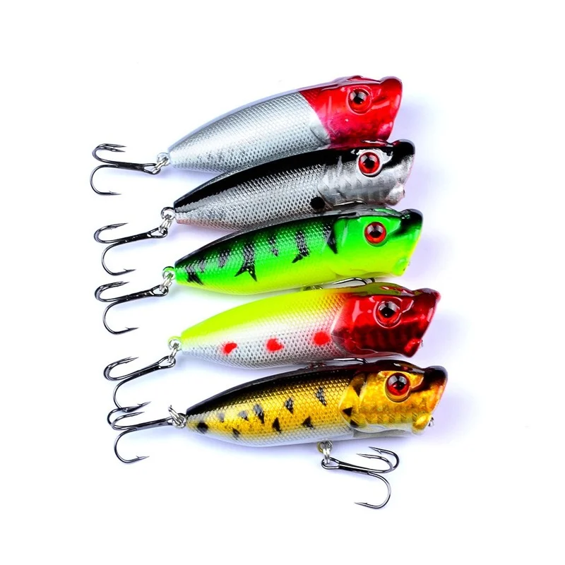 Рыболовная приманка Topwater Popper Bait 7.3см 11г из искусственного пластика с 6# крючками.