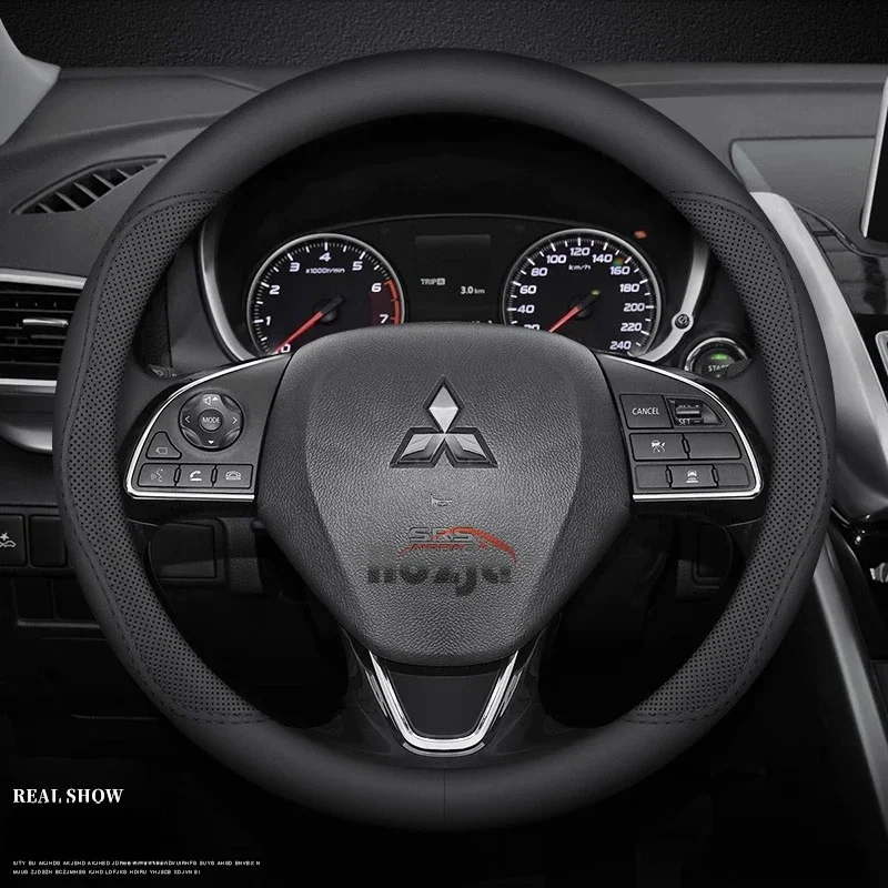 Фото Автомобильный кожаный чехол на руль для Mitsubishi Delica Mini eK X EV Space Eclipse Cross Grand Lancer Xpander Outlander PHEV 38 см №5