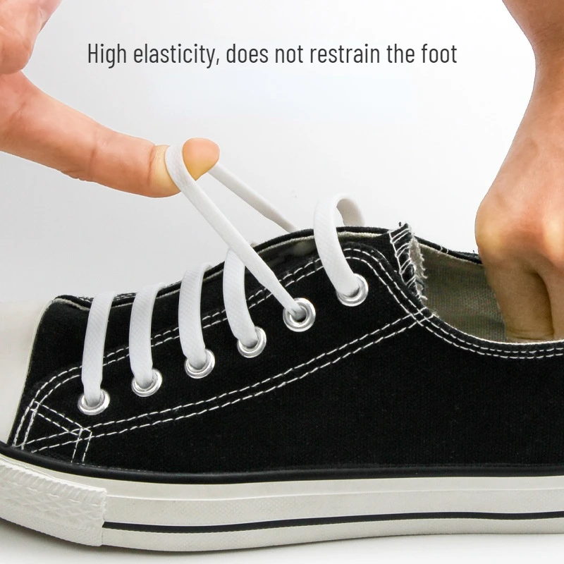 16pcs/Bag No Tie Shoe Laces Elastic Shoelaces Outdoor Leisure Sneakers Quick Safety Flat Shoelace for Adult Unisex Lazy Laces