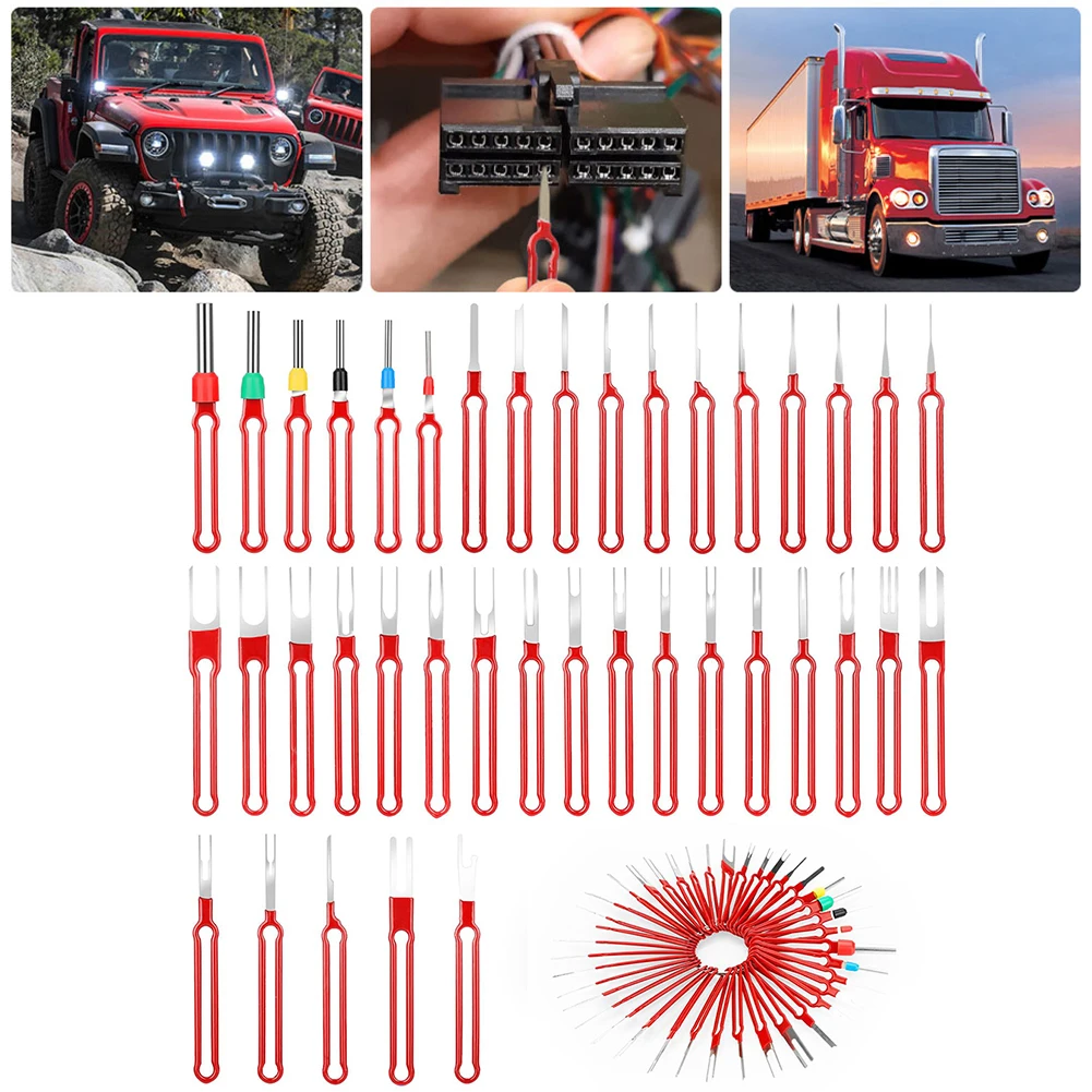

39 шт. набор инструментов для удаления клемм проводов из красной нержавеющей стали 301 ручные инструменты для разборки универсальные инструменты для ремонта автомобиля