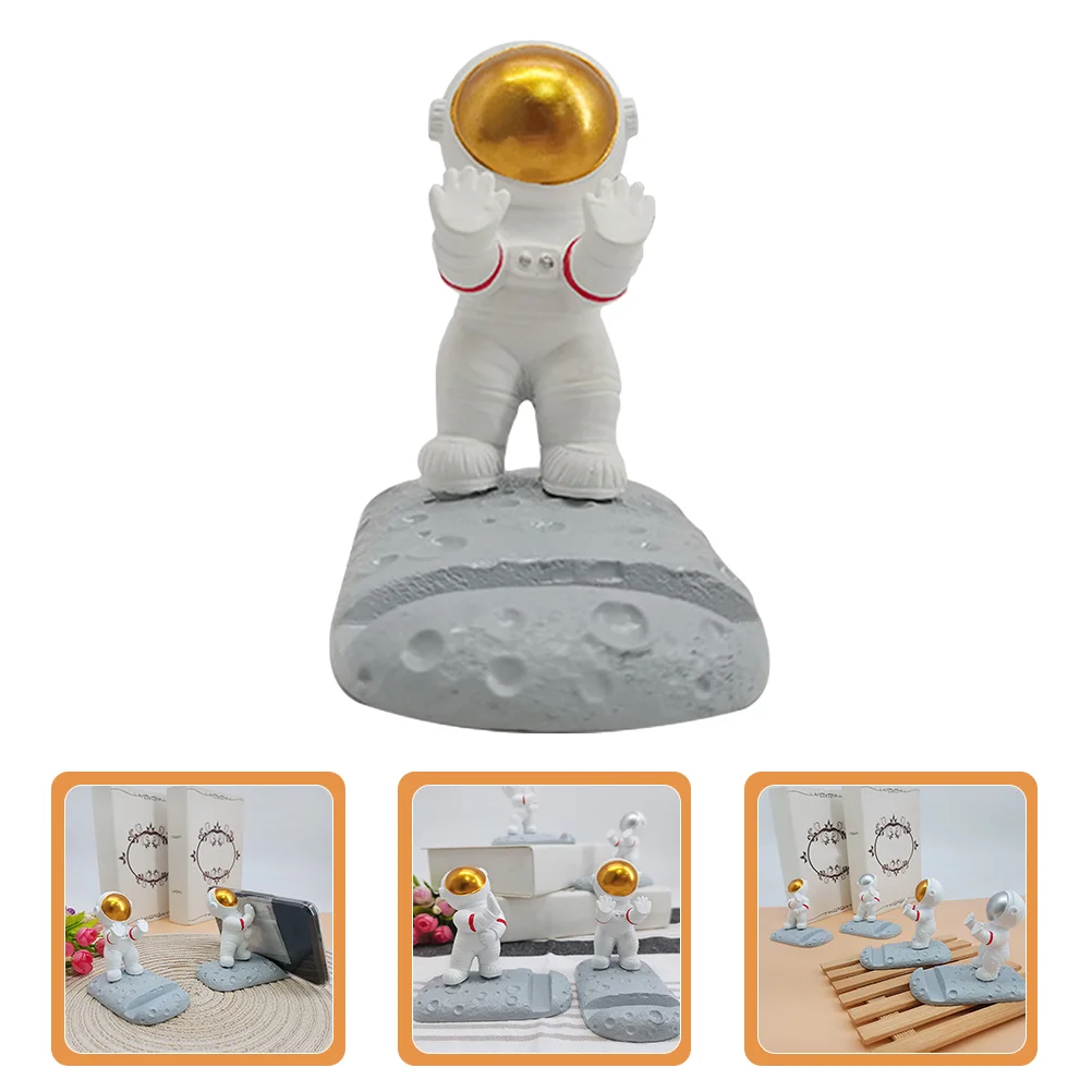 

Phone Holder Tabletop Resin Craft Home Phone Stand Astronaut Figure Spaceman Figurine Desk Ornament Cell Phone Supporter