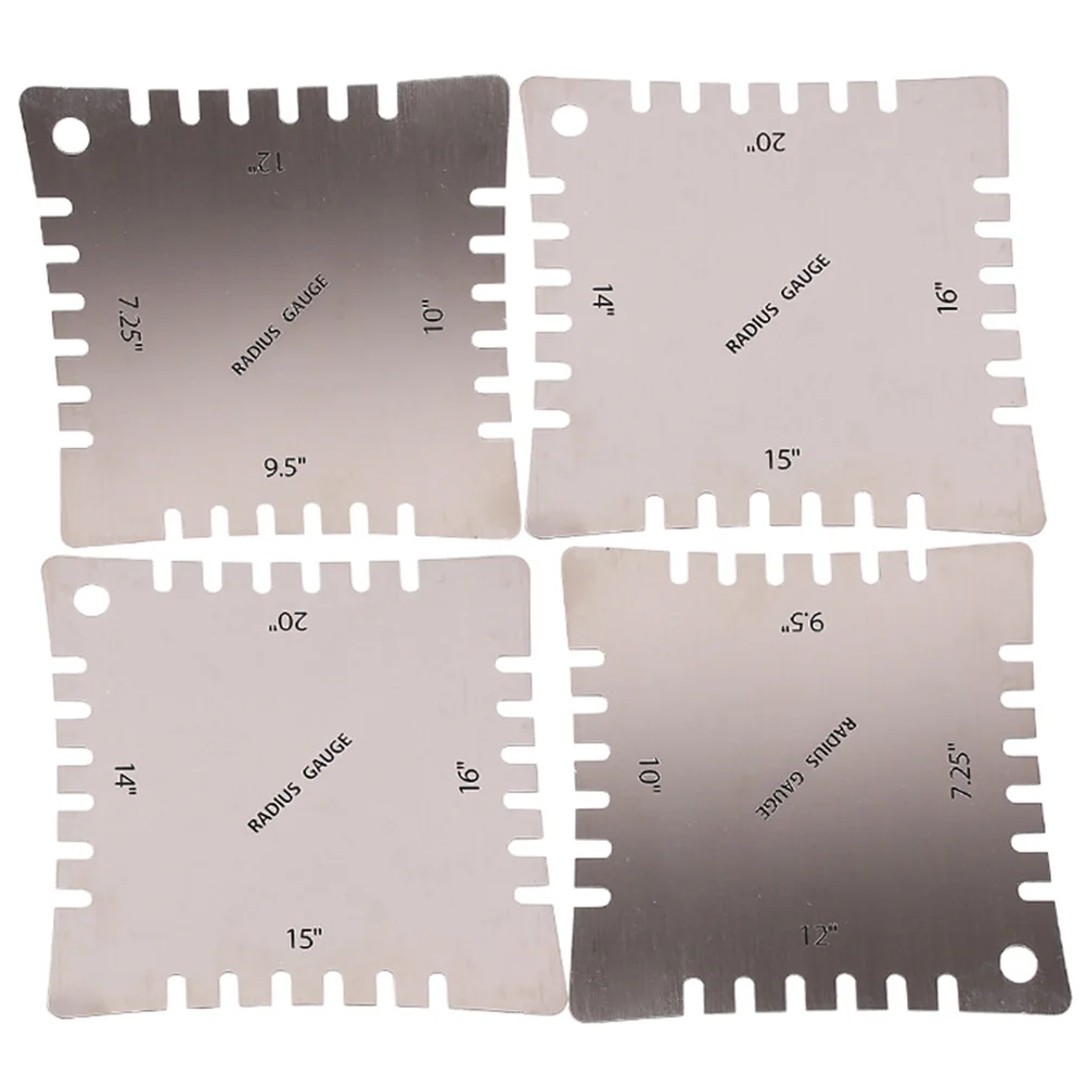 

4Pcs One Set Professional Guitar Arc Ruler High Precise Measure Tools Guitar Radius Gauge String Action Ruler Gauge (Silver)