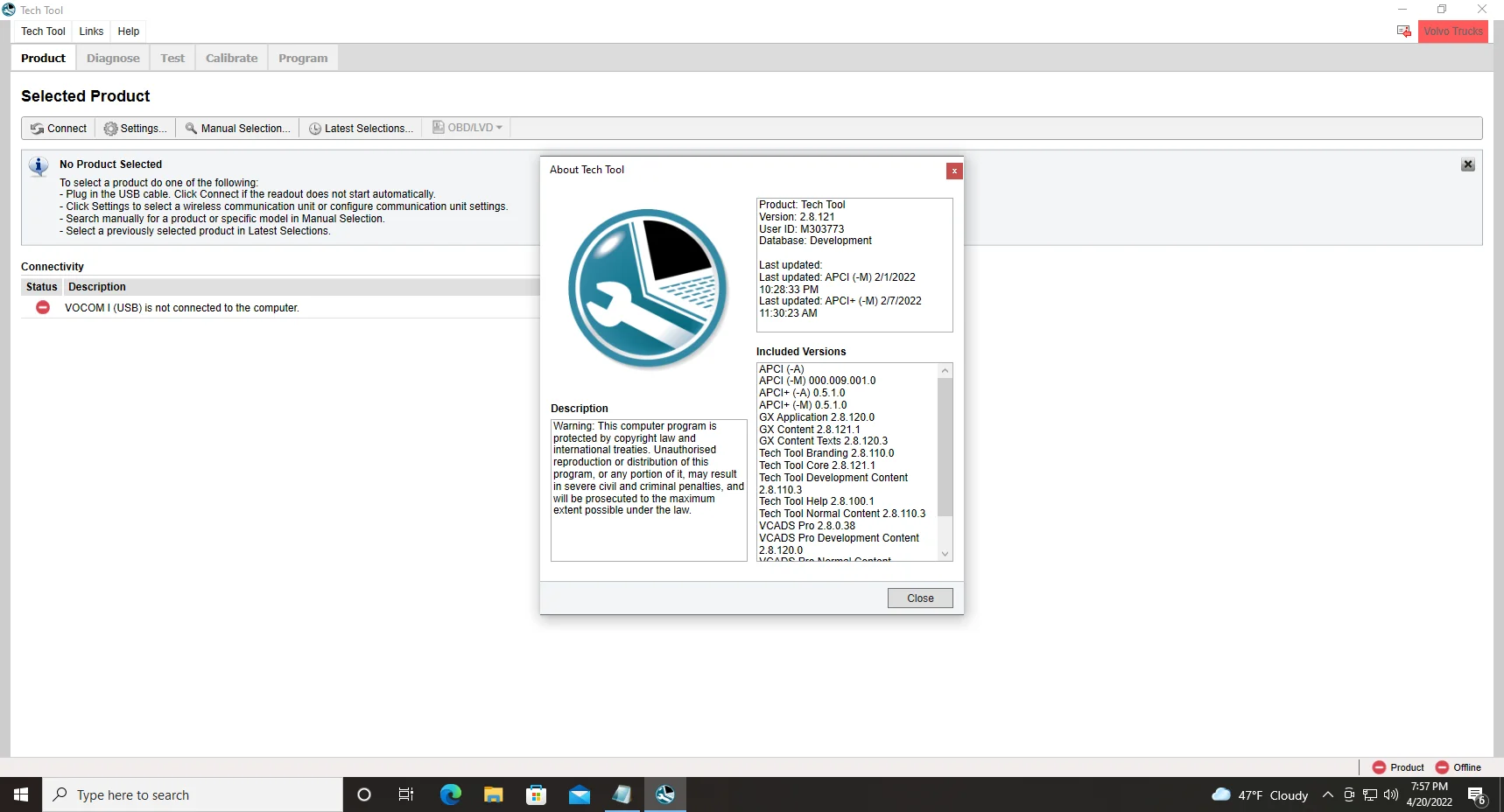 Премиум технологический инструмент 2.8.121 PTT разработка VCADS + Devtool APCI 02 2022 для Volvo