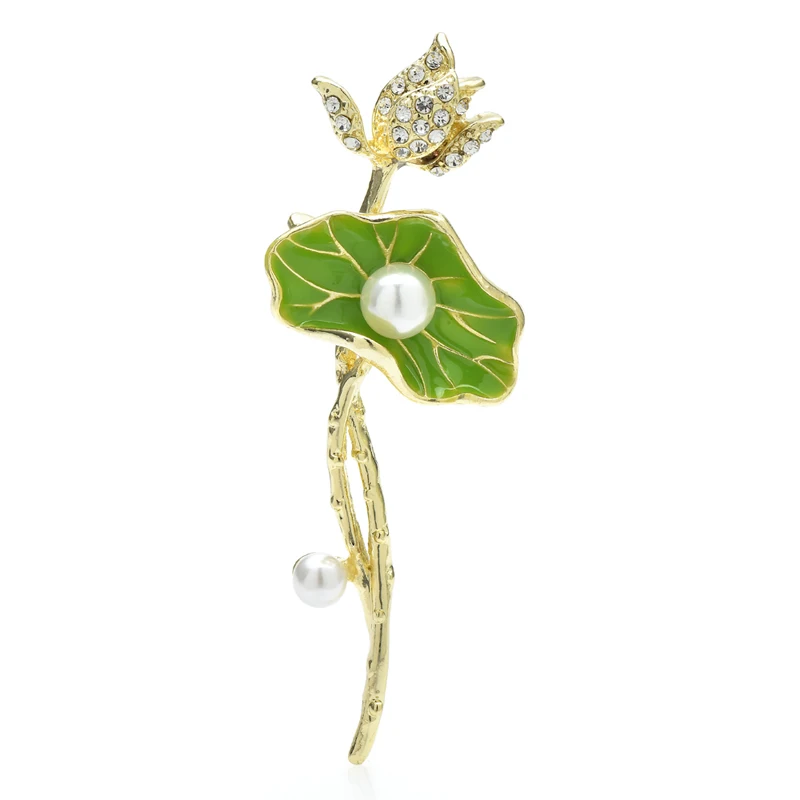 

Wuli&baby Lotus Flower And Leaf Brooches For Women Unisex Enamel Easy-match Plants Party Office Brooch Pin Gifts