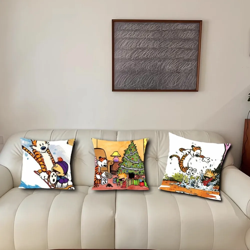 Наволочка с комиксами C-Calvin и H-Hobbes для дивана спальни гостиной офиса прикроватная