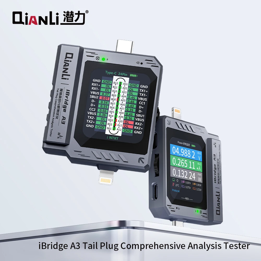 

QIANLI iBridge A3 детектор хвостовой заглушки мобильного телефона Поддержка интерфейсов Lightning и Type-C для IPhone HUAWEI Samsung XM
