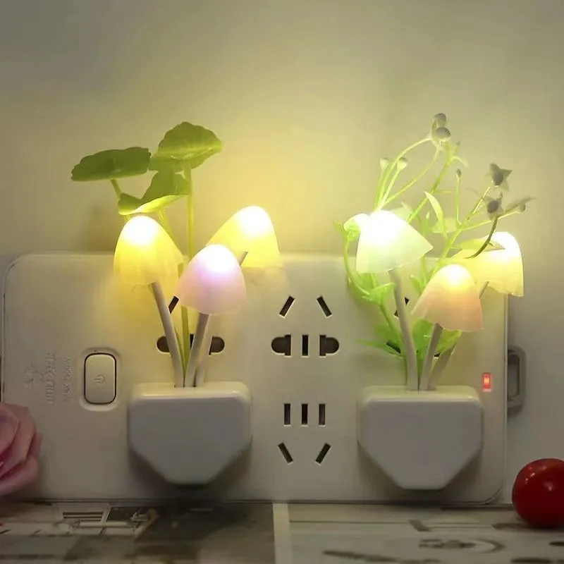 

Novelty Night Light US Plug Induction Dream Mushroom Fungus Luminaria Lamp 220V 3 LED Mushroom Lamp led night lights 7 colour