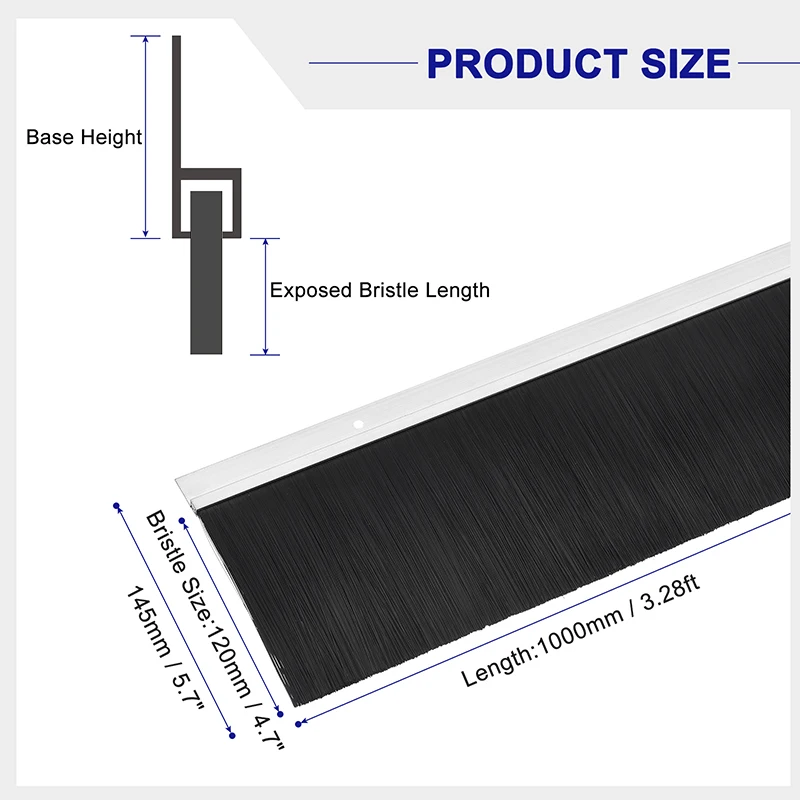 

2 шт., обновленная дверная уплотнительная щетка, нижняя уплотнительная прокладка для ворот, нейлоновая щетка для защиты от ветра