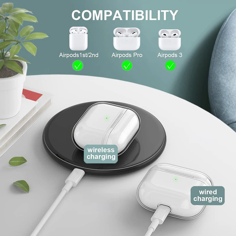 Жесткий защитный чехол из ТПУ для AirPods 3 прозрачный Air Pods Pro/2/1 прозрачные чехлы