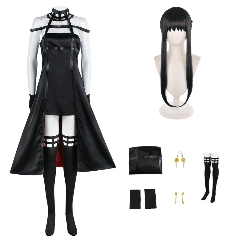 

Anime Cosplay Spy Family Yor Forger Costume Black Dress Women Halloween Clothes